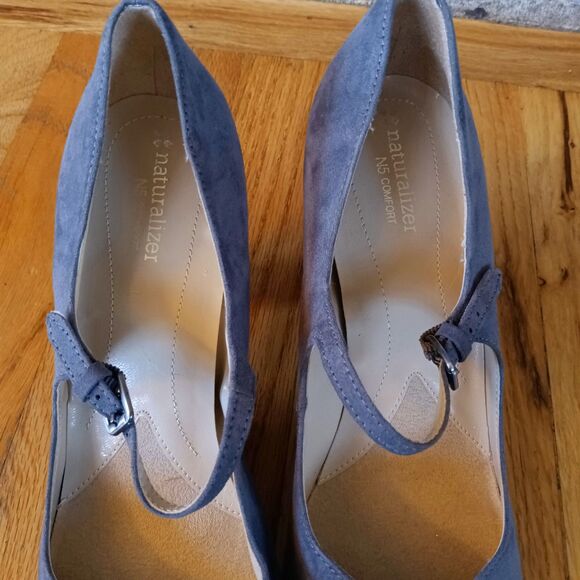 Naturalizer grey 3 inch heel comfort suede leather Mary Janes EU 40 US 9-9.5 - Picture 5 of 8